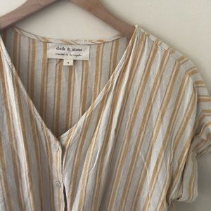 Cloth & Stone yellow and off-white tie front top